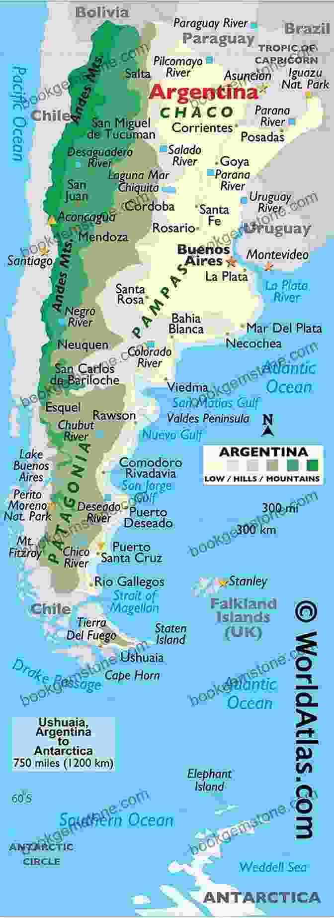 A Detailed Map Of Argentina, Showing Major Cities, Natural Landmarks, And Travel Routes DK Eyewitness Argentina (Travel Guide)